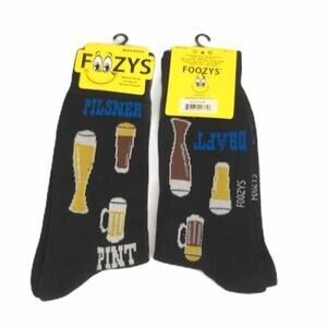 Foozys Beer Socks Black Yellow Brown One Size Fits Most